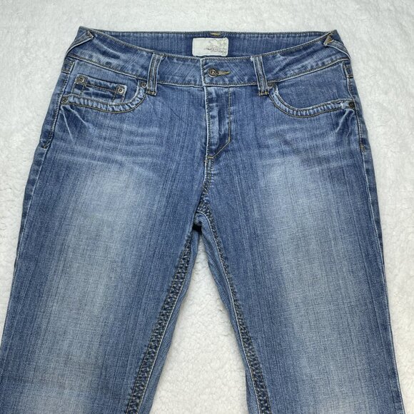 Maurices Jeans Womens Sz 31 Blue Premium Wide Leg Mid Rise Embroidered 31x31 - Picture 2 of 10